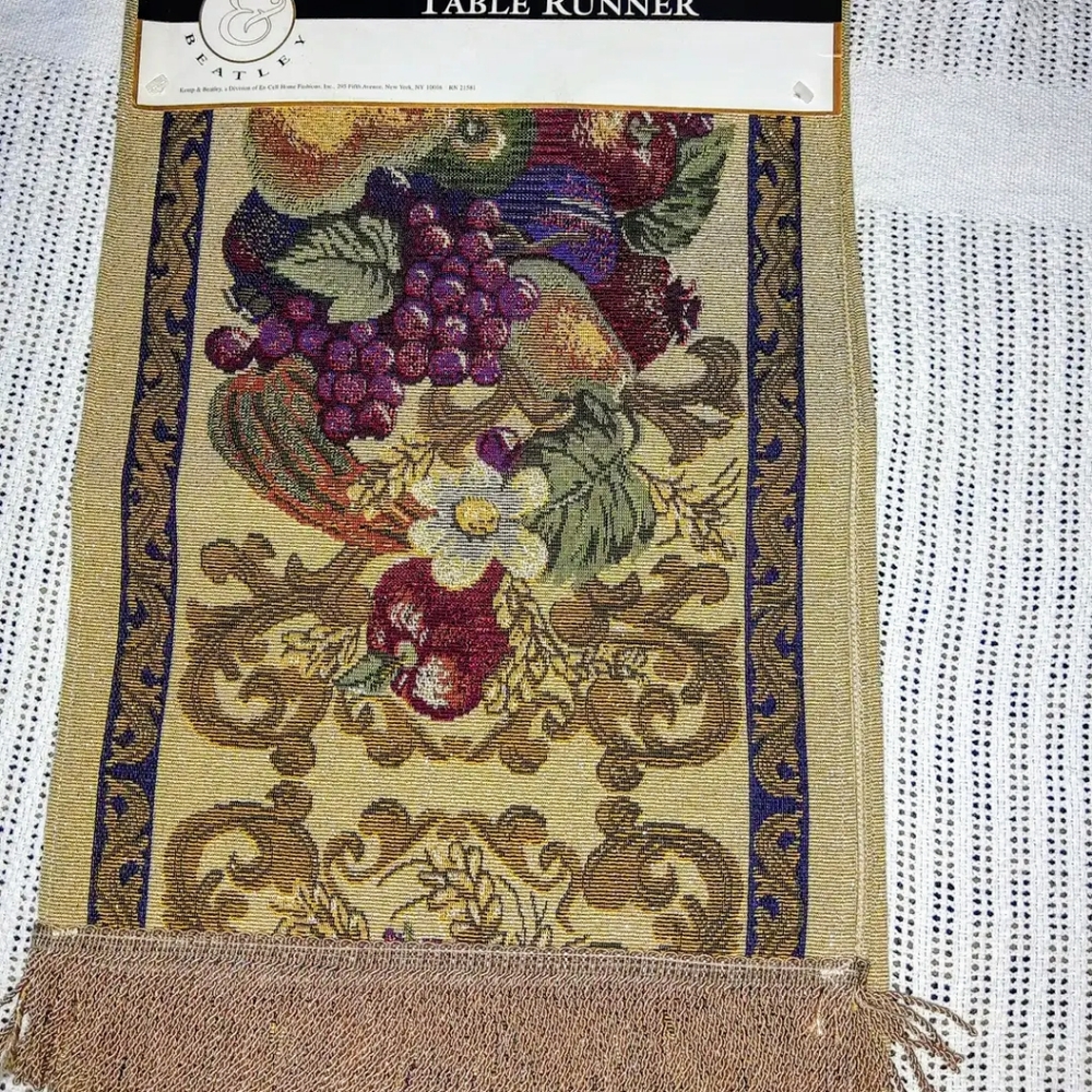 VINTAGE GOLDEN FRINGED RUNNER 70"L × 12"W